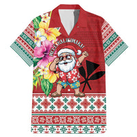 Santa Surf Mele Kalikimaka Personalized Family Matching Mermaid Dress and Hawaiian Shirt Aloha Tropical Christmas Vibes LT9 Dad's Shirt - Short Sleeve Red - Polynesian Pride