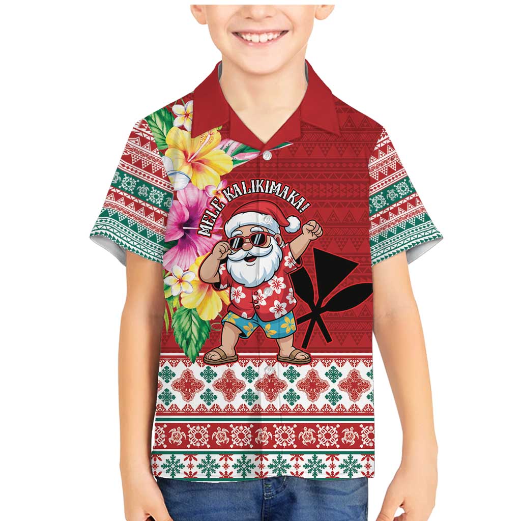 Santa Surf Mele Kalikimaka Personalized Family Matching Mermaid Dress and Hawaiian Shirt Aloha Tropical Christmas Vibes LT9 Son's Shirt Red - Polynesian Pride