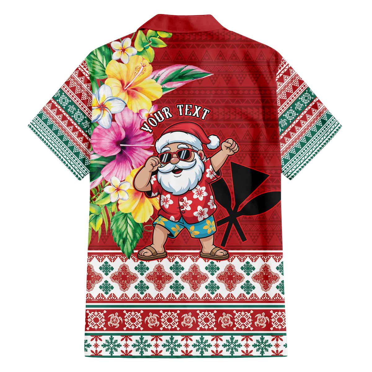 Santa Surf Mele Kalikimaka Personalized Family Matching Off The Shoulder Long Sleeve Dress and Hawaiian Shirt Aloha Tropical Christmas Vibes - Polynesian Pride
