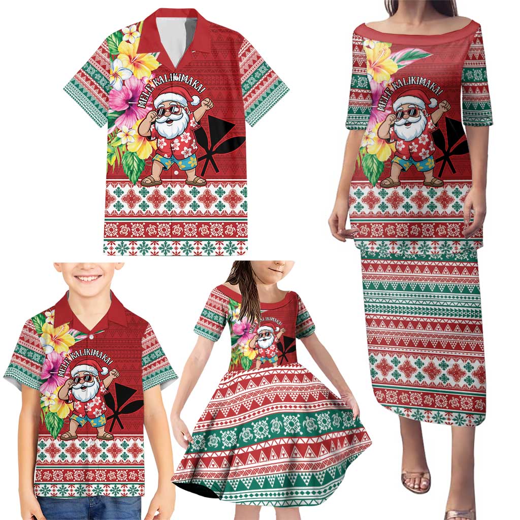 Santa Surf Mele Kalikimaka Personalized Family Matching Puletasi and Hawaiian Shirt Aloha Tropical Christmas Vibes LT9 - Polynesian Pride