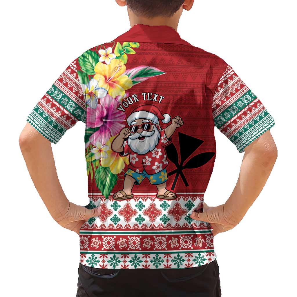 Santa Surf Mele Kalikimaka Personalized Family Matching Short Sleeve Bodycon Dress and Hawaiian Shirt Aloha Tropical Christmas Vibes LT9 - Polynesian Pride