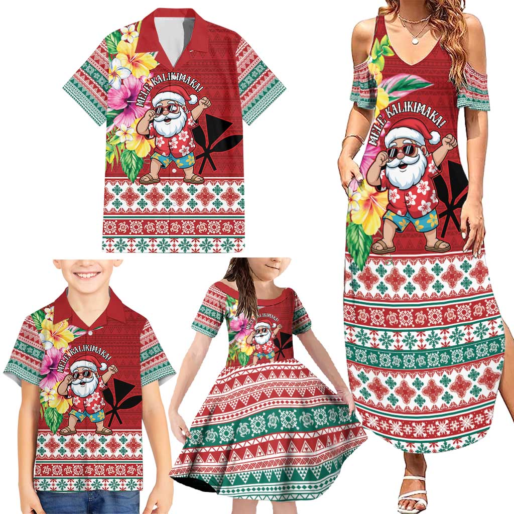 Santa Surf Mele Kalikimaka Personalized Family Matching Summer Maxi Dress and Hawaiian Shirt Aloha Tropical Christmas Vibes - Polynesian Pride