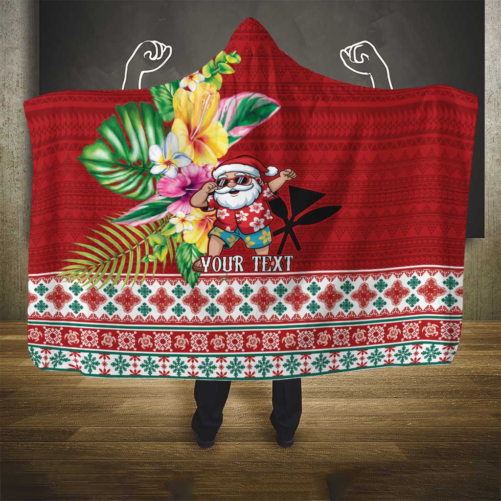 Santa Surf Mele Kalikimaka Personalized Hooded Blanket Aloha Tropical Christmas Vibes - Polynesian Pride