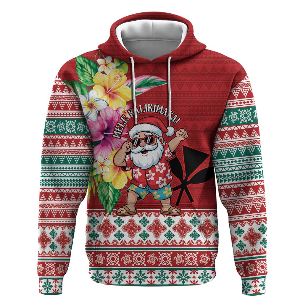 Santa Surf Mele Kalikimaka Personalized Hoodie Aloha Tropical Christmas Vibes - Polynesian Pride