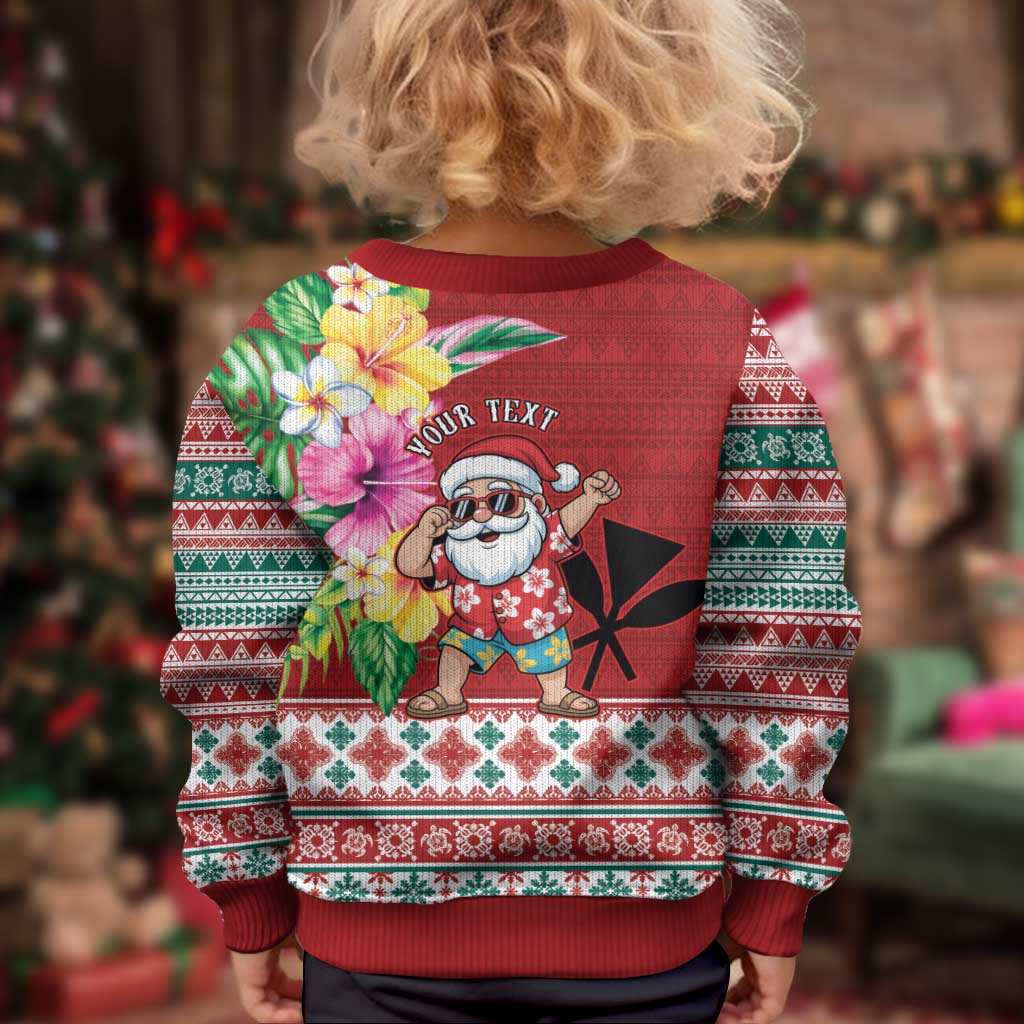 Santa Surf Mele Kalikimaka Personalized Kid Ugly Christmas Sweater Aloha Tropical Christmas Vibes - Polynesian Pride