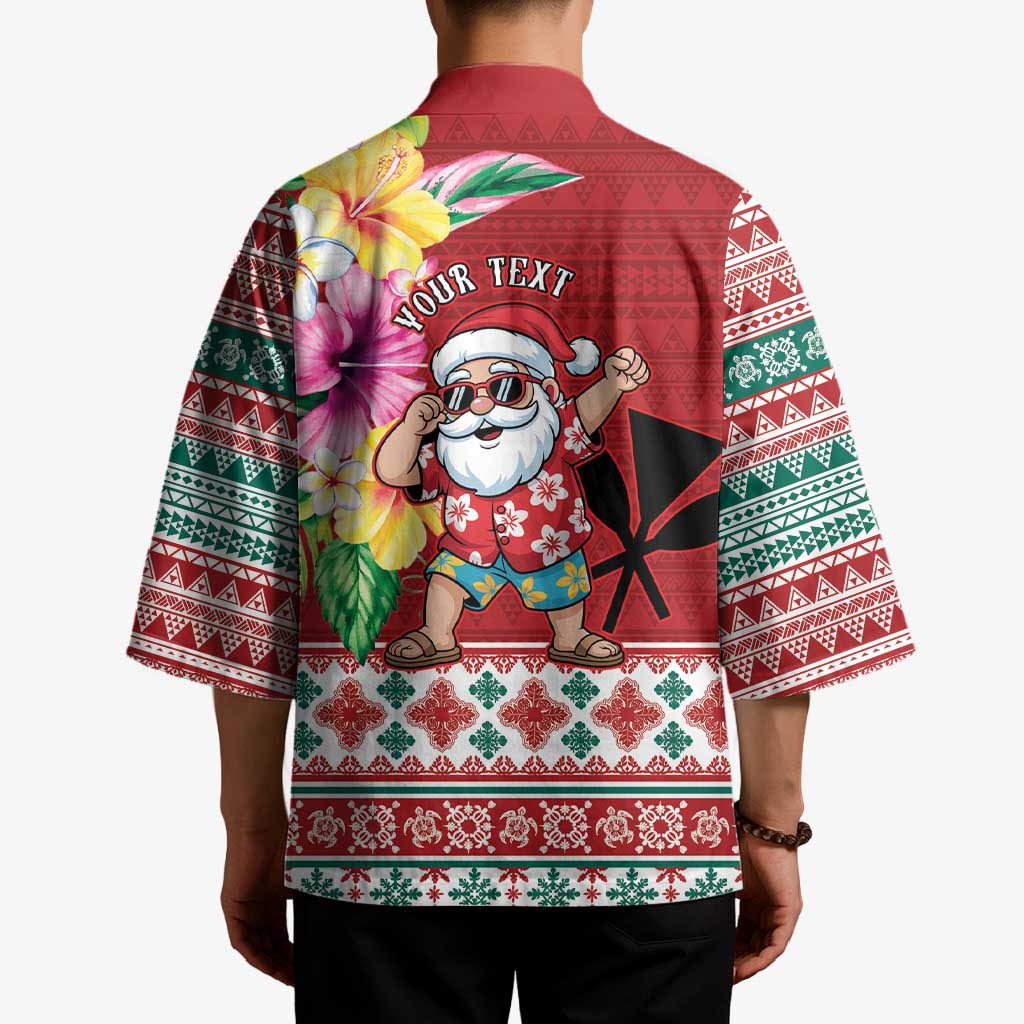 Santa Surf Mele Kalikimaka Personalized Kimono Aloha Tropical Christmas Vibes - Polynesian Pride