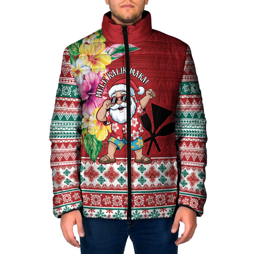 Santa Surf Mele Kalikimaka Personalized Padded Jacket Aloha Tropical Christmas Vibes - Polynesian Pride