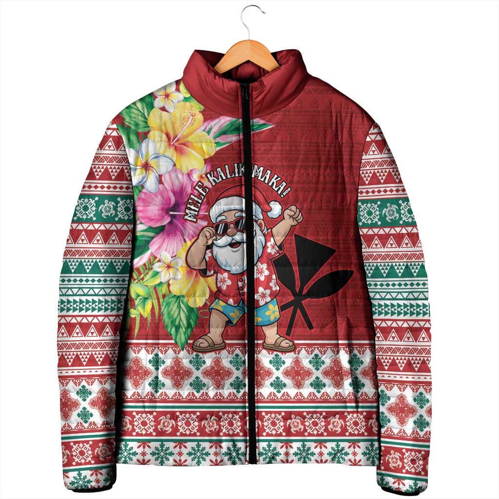 Santa Surf Mele Kalikimaka Personalized Padded Jacket Aloha Tropical Christmas Vibes - Polynesian Pride