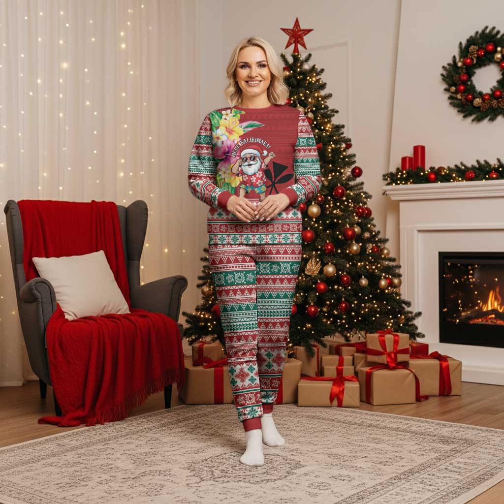 Santa Surf Mele Kalikimaka Personalized Christmas Pajama Set Aloha Tropical Christmas Vibes - Polynesian Pride