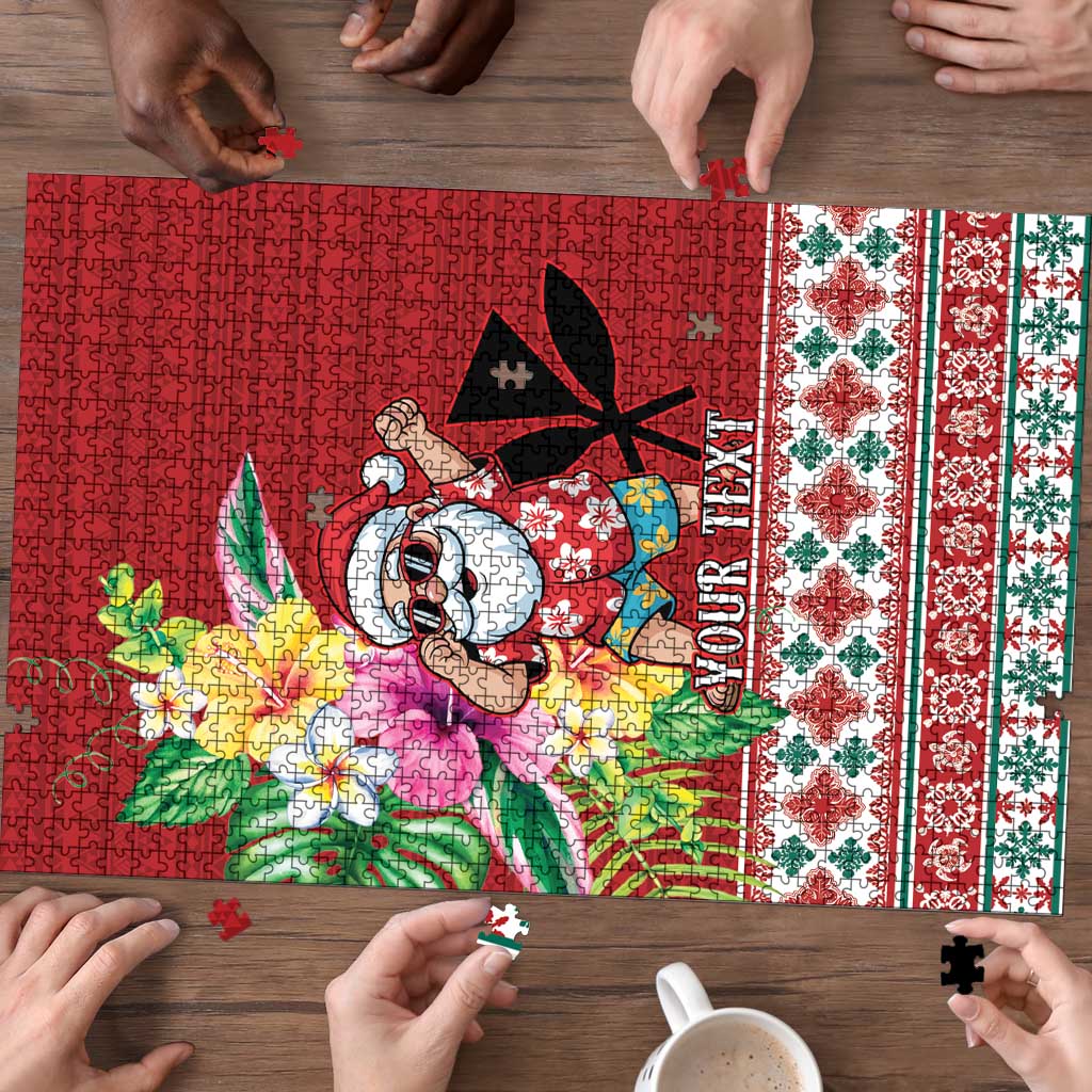 Santa Surf Mele Kalikimaka Personalized Puzzle Aloha Tropical Christmas Vibes - Polynesian Pride