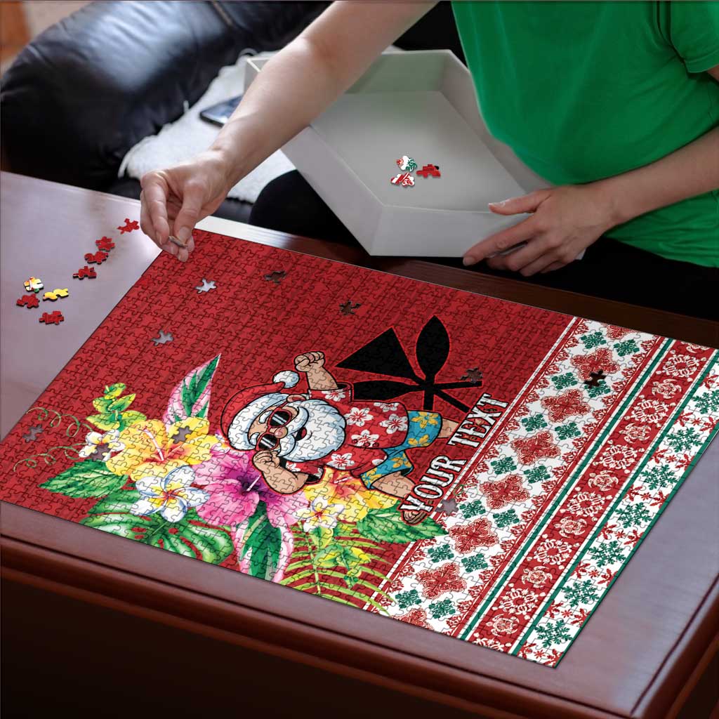 Santa Surf Mele Kalikimaka Personalized Puzzle Aloha Tropical Christmas Vibes - Polynesian Pride