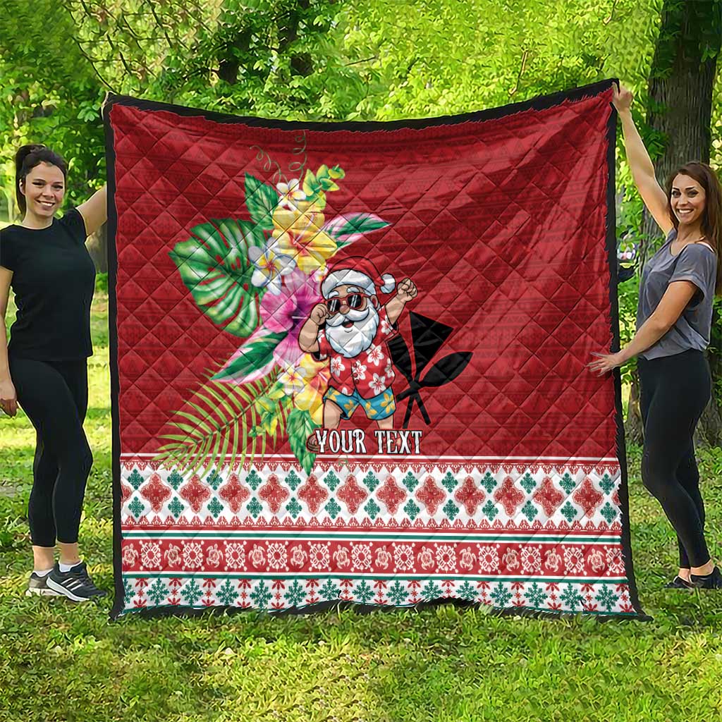 Santa Surf Mele Kalikimaka Personalized Quilt Aloha Tropical Christmas Vibes - Polynesian Pride