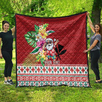 Santa Surf Mele Kalikimaka Personalized Quilt Aloha Tropical Christmas Vibes - Polynesian Pride