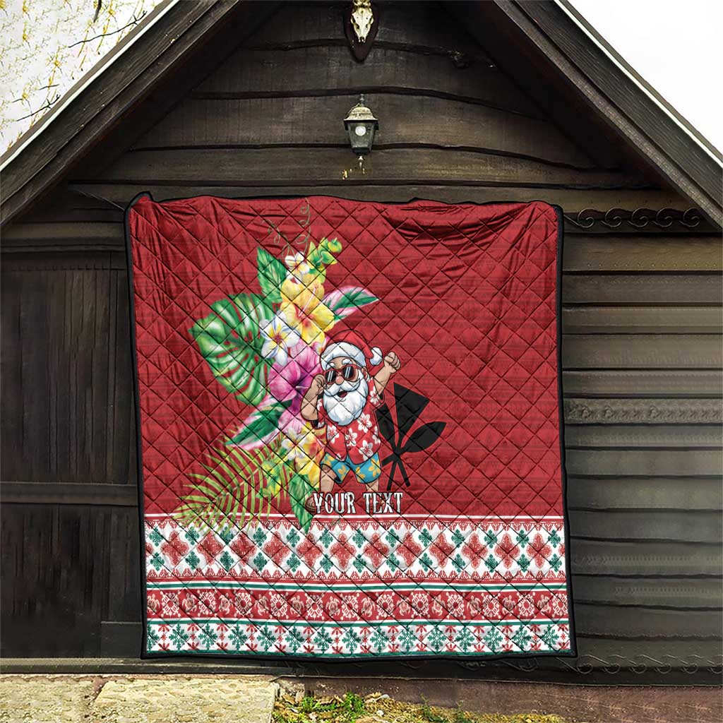 Santa Surf Mele Kalikimaka Personalized Quilt Aloha Tropical Christmas Vibes - Polynesian Pride
