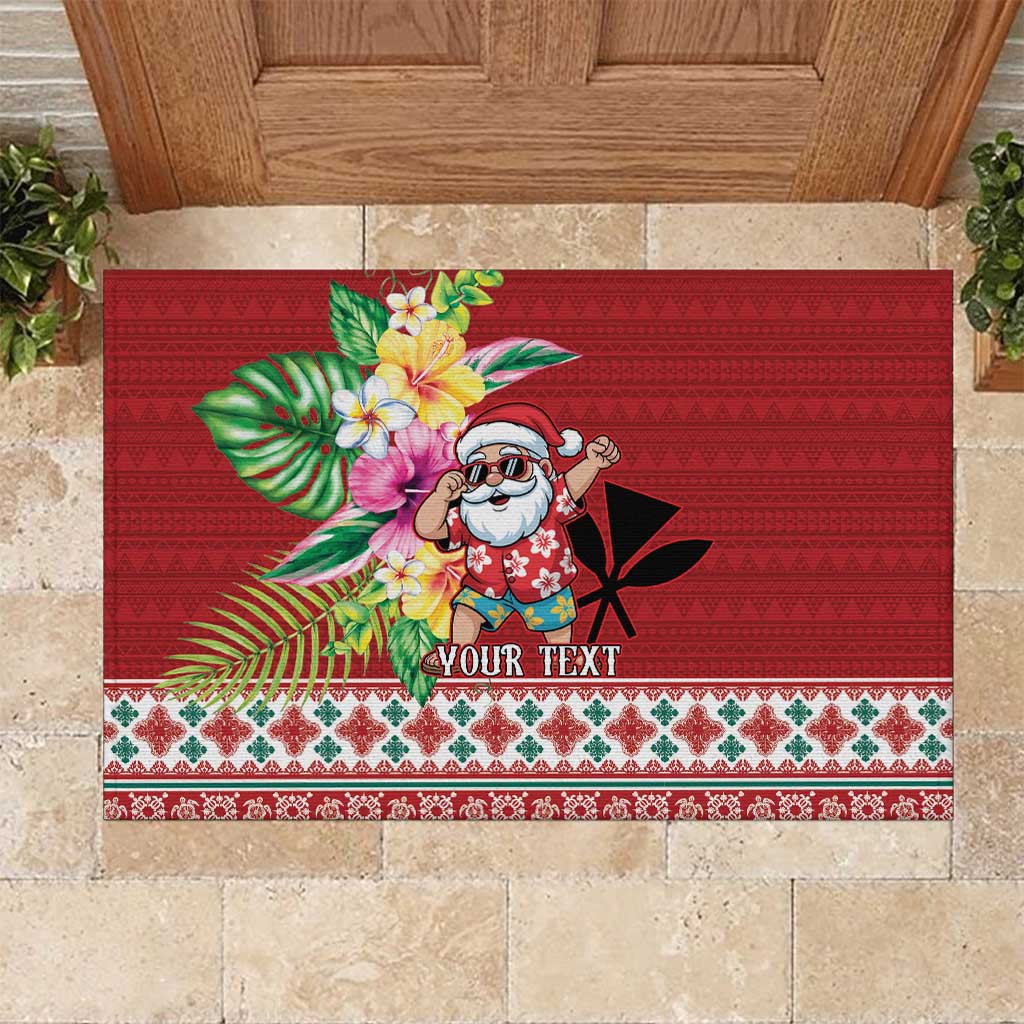 Santa Surf Mele Kalikimaka Personalized Rubber Doormat Aloha Tropical Christmas Vibes - Polynesian Pride
