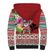 Santa Surf Mele Kalikimaka Personalized Sherpa Hoodie Aloha Tropical Christmas Vibes - Polynesian Pride
