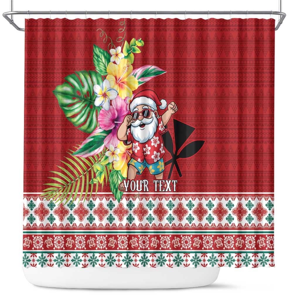 Santa Surf Mele Kalikimaka Personalized Shower Curtain Aloha Tropical Christmas Vibes - Polynesian Pride