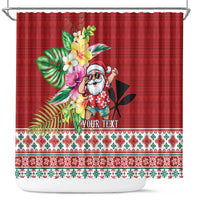 Santa Surf Mele Kalikimaka Personalized Shower Curtain Aloha Tropical Christmas Vibes - Polynesian Pride