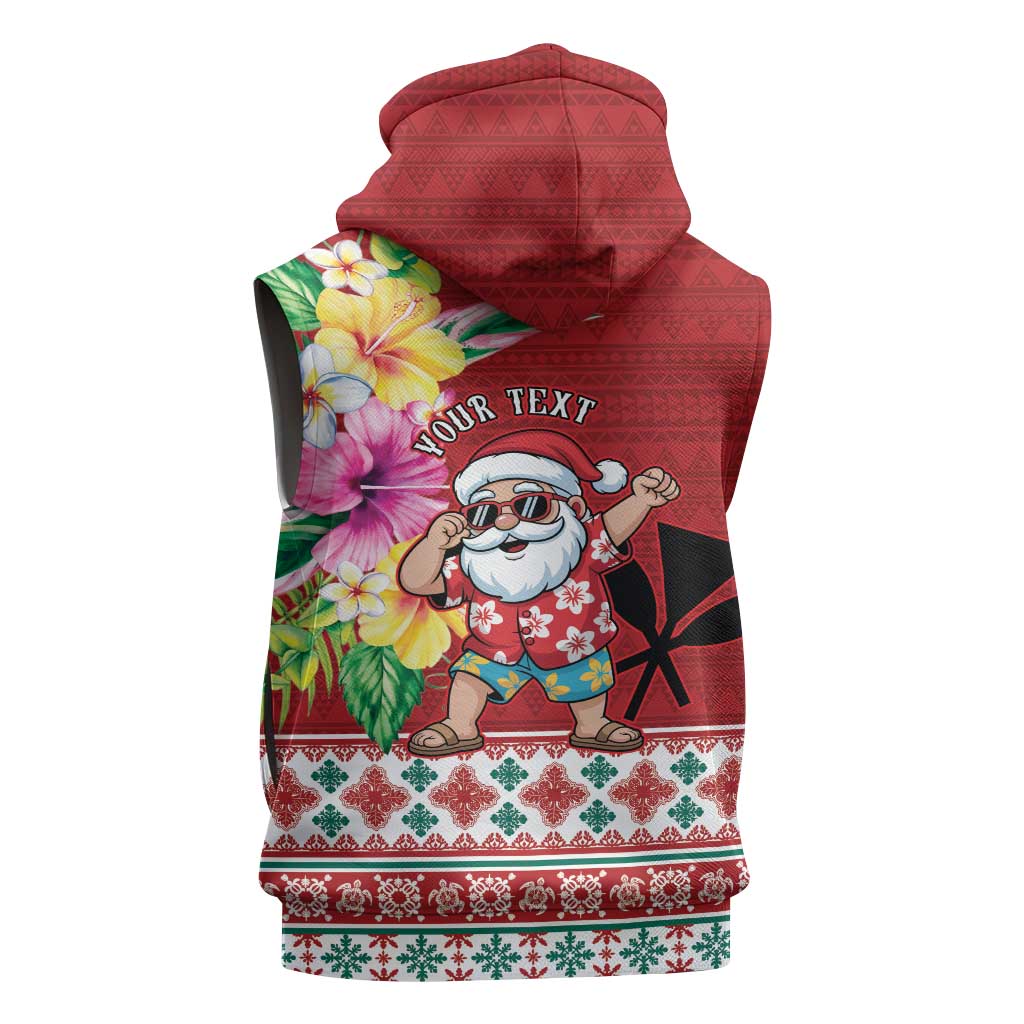 Santa Surf Mele Kalikimaka Personalized Sleeveless Hoodie Aloha Tropical Christmas Vibes - Polynesian Pride