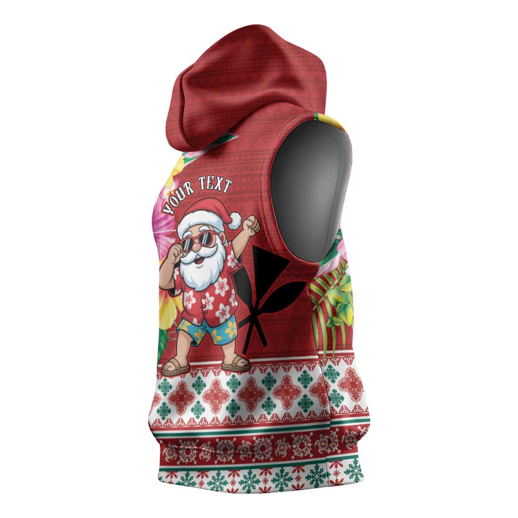 Santa Surf Mele Kalikimaka Personalized Sleeveless Hoodie Aloha Tropical Christmas Vibes - Polynesian Pride
