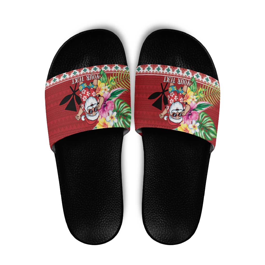 Santa Surf Mele Kalikimaka Personalized Slide Sandals Aloha Tropical Christmas Vibes - Polynesian Pride