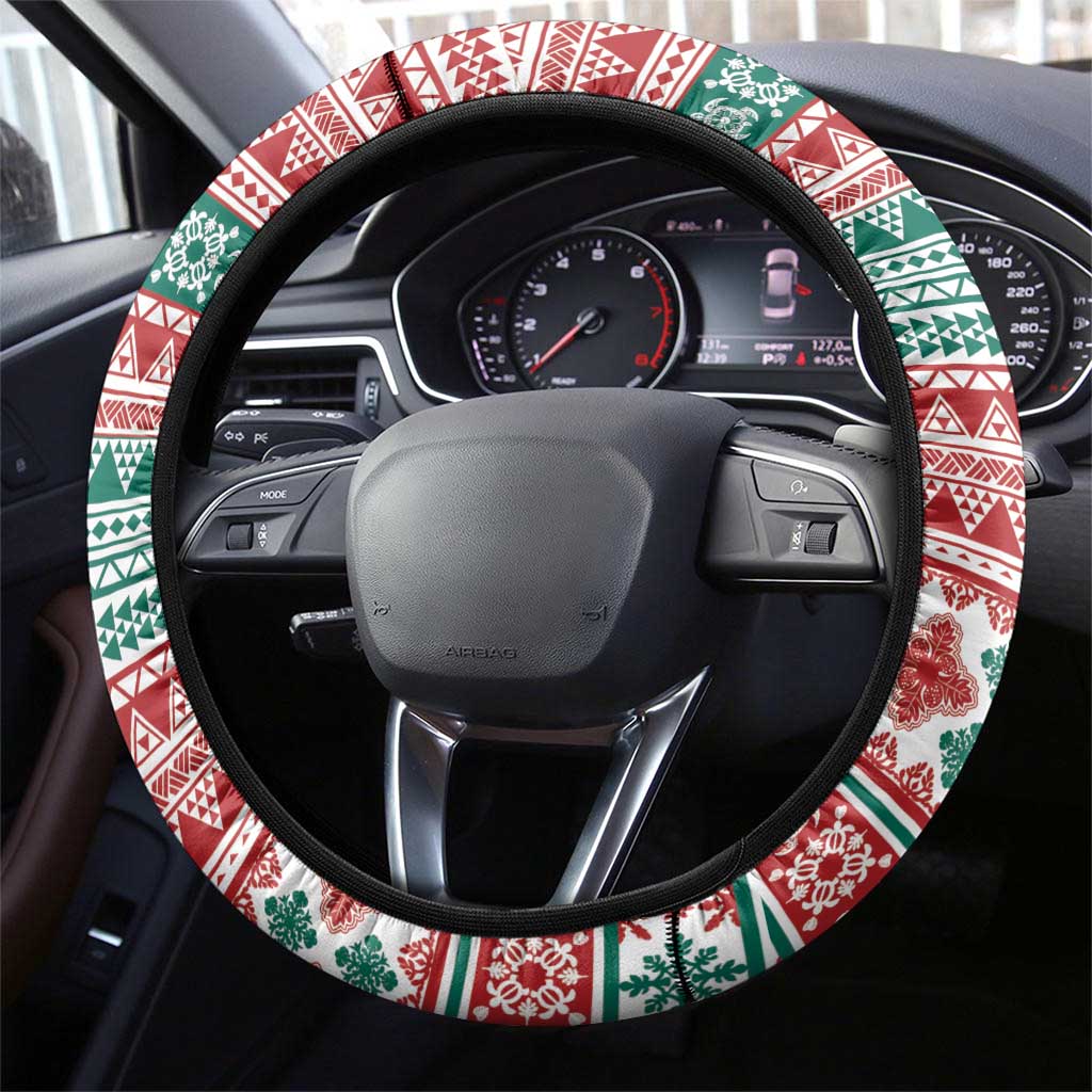 Santa Surf Mele Kalikimaka Steering Wheel Cover Aloha Tropical Christmas Vibes - Polynesian Pride