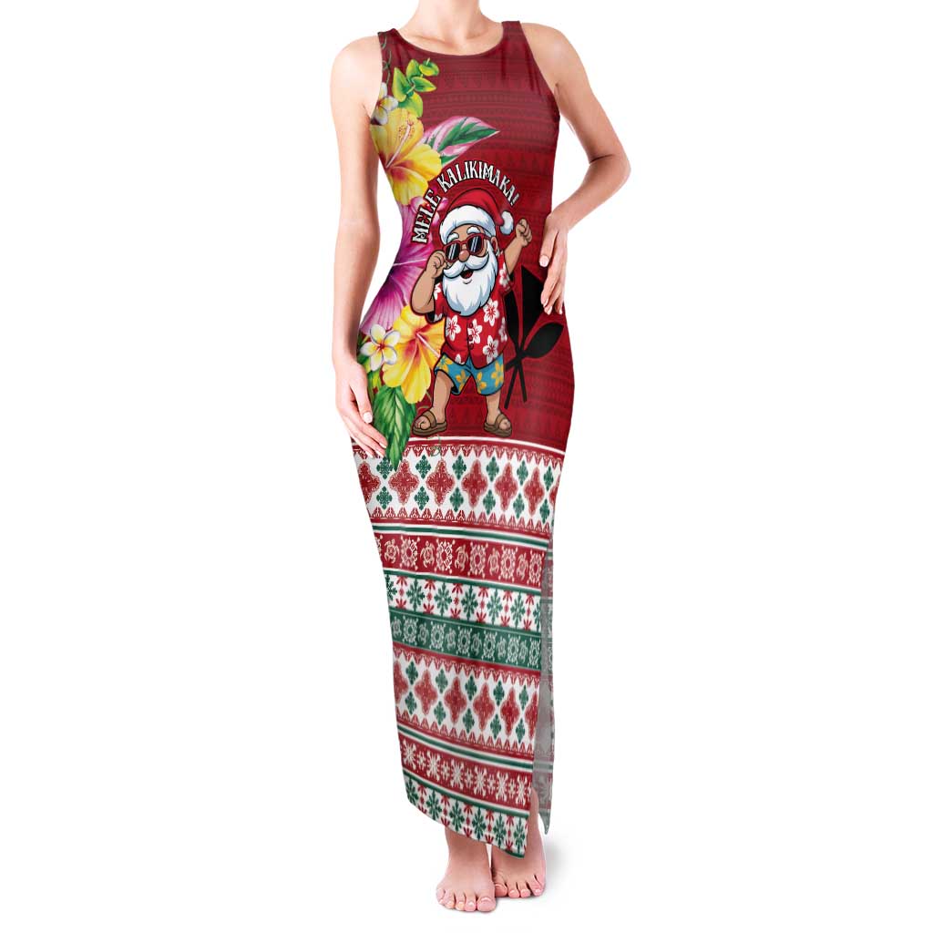 Santa Surf Mele Kalikimaka Personalized Tank Maxi Dress Aloha Tropical Christmas Vibes - Polynesian Pride