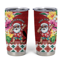 Santa Surf Mele Kalikimaka Personalized Tumbler Cup Aloha Tropical Christmas Vibes - Polynesian Pride