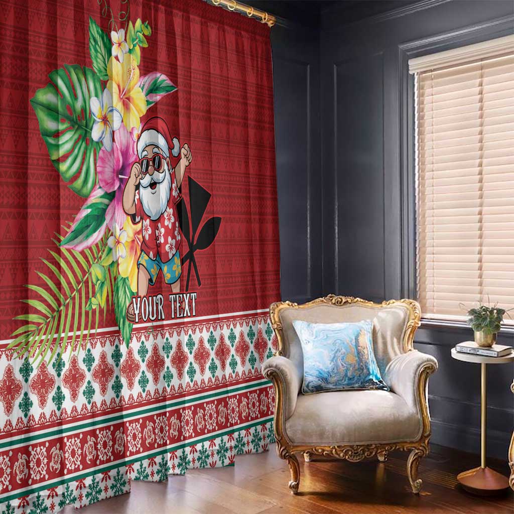Santa Surf Mele Kalikimaka Personalized Window Curtain Aloha Tropical Christmas Vibes - Polynesian Pride