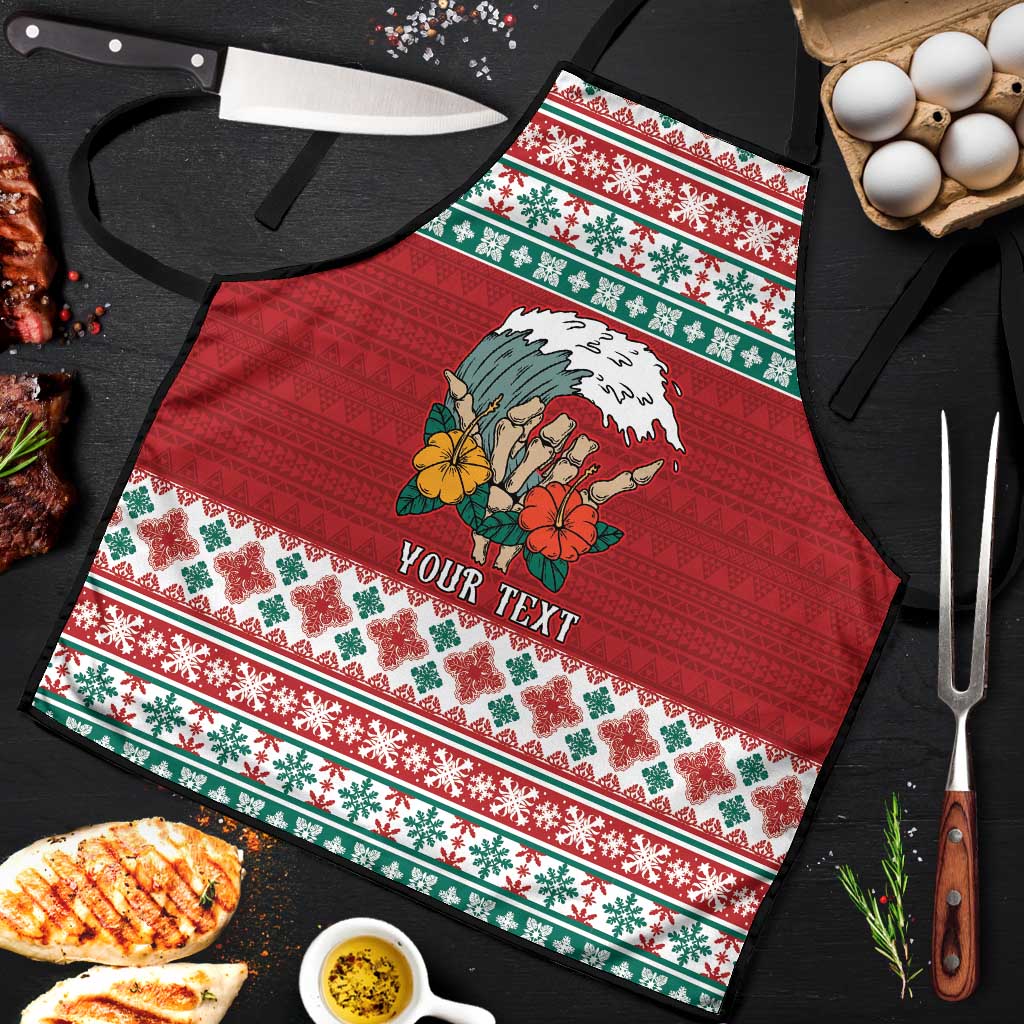 Shaka Sign Skull Mele Kalikimaka Personalized Apron Hawaiian Quilt Pattern - Polynesian Pride