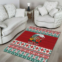 Shaka Sign Skull Mele Kalikimaka Personalized Area Rug Hawaiian Quilt Pattern - Polynesian Pride