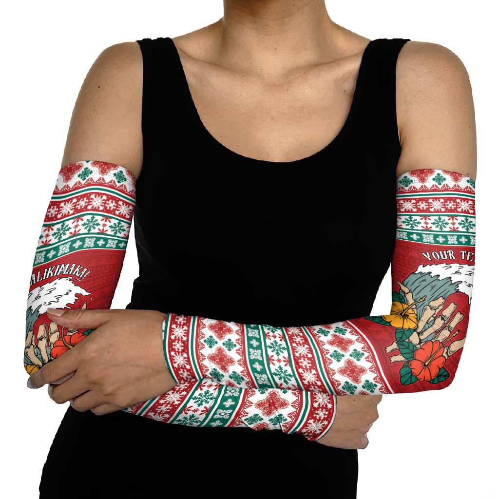 Shaka Sign Skull Mele Kalikimaka Personalized Arm Sleeves Hawaiian Quilt Pattern - Polynesian Pride