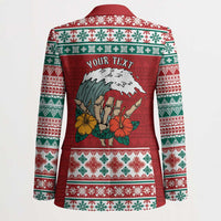 Shaka Sign Skull Mele Kalikimaka Personalized Blazer Hawaiian Quilt Pattern - Polynesian Pride