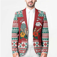 Shaka Sign Skull Mele Kalikimaka Personalized Blazer Hawaiian Quilt Pattern - Polynesian Pride