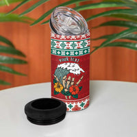 Shaka Sign Skull Mele Kalikimaka Personalized 4 in 1 Can Cooler Tumbler Hawaiian Quilt Pattern - Polynesian Pride