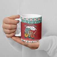 Shaka Sign Skull Mele Kalikimaka Personalized Ceramic Mug Hawaiian Quilt Pattern - Polynesian Pride