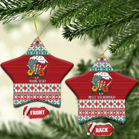 Shaka Sign Skull Mele Kalikimaka Personalized Ceramic Ornament Hawaiian Quilt Pattern - Polynesian Pride