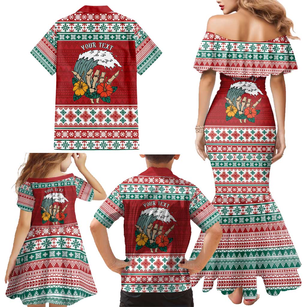 Shaka Sign Skull Mele Kalikimaka Personalized Family Matching Mermaid Dress and Hawaiian Shirt Hawaiian Quilt Pattern LT9 - Polynesian Pride