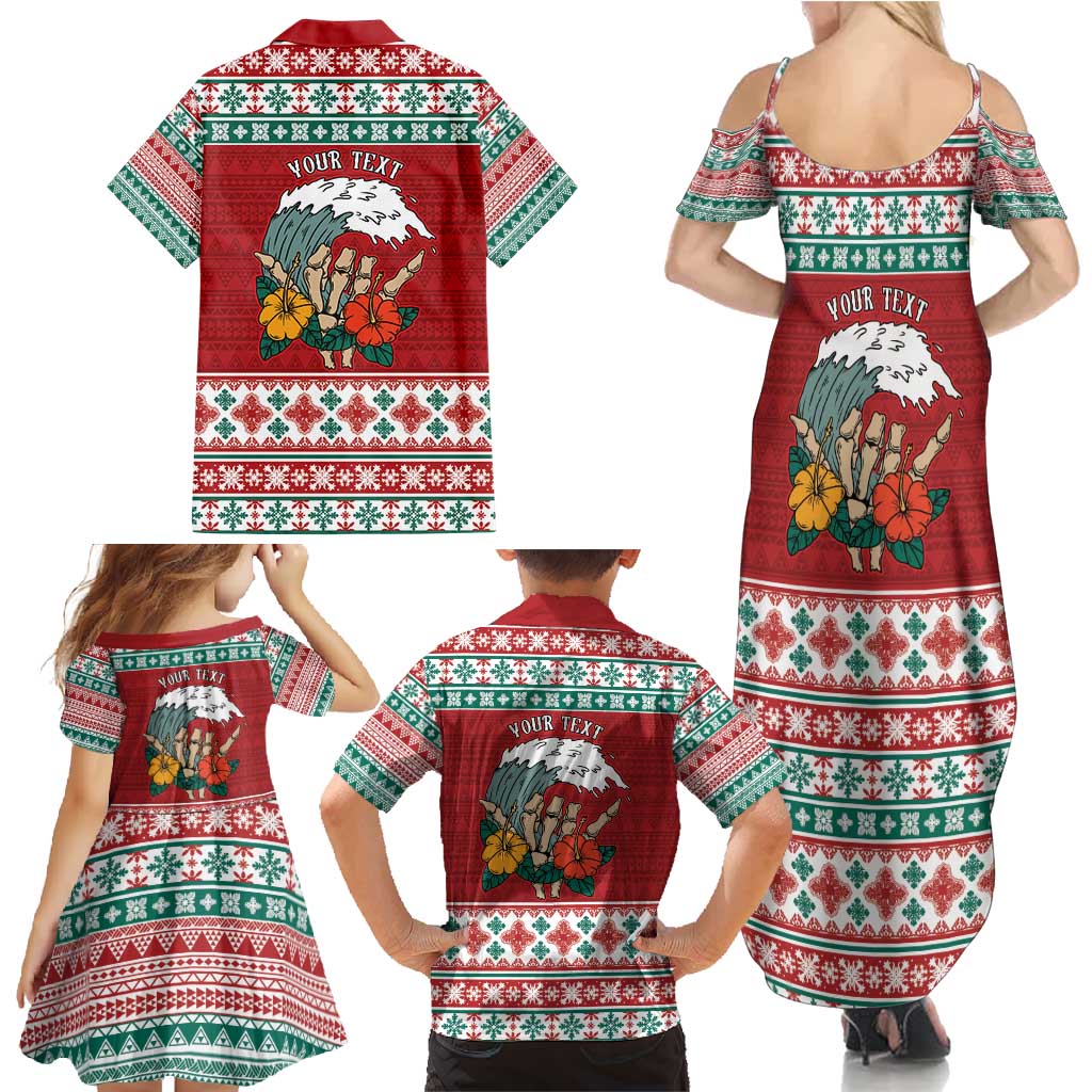 Shaka Sign Skull Mele Kalikimaka Personalized Family Matching Summer Maxi Dress and Hawaiian Shirt Hawaiian Quilt Pattern - Polynesian Pride