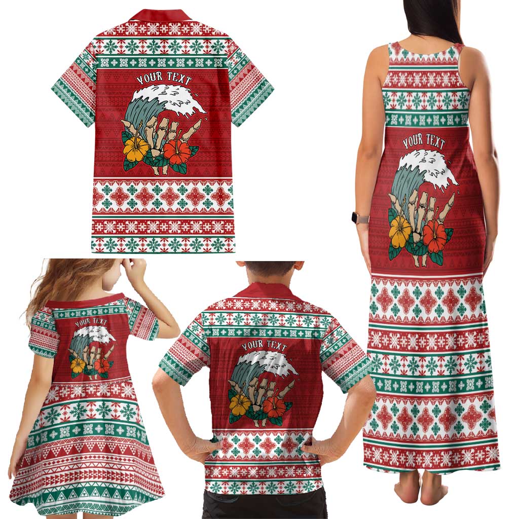 Shaka Sign Skull Mele Kalikimaka Personalized Family Matching Tank Maxi Dress and Hawaiian Shirt Hawaiian Quilt Pattern - Polynesian Pride