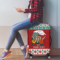 Shaka Sign Skull Mele Kalikimaka Personalized Luggage Cover Hawaiian Quilt Pattern - Polynesian Pride