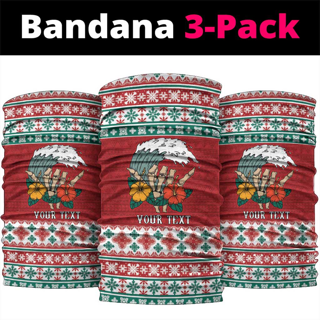 Shaka Sign Skull Mele Kalikimaka Personalized Neck Gaiter Hawaiian Quilt Pattern - Polynesian Pride