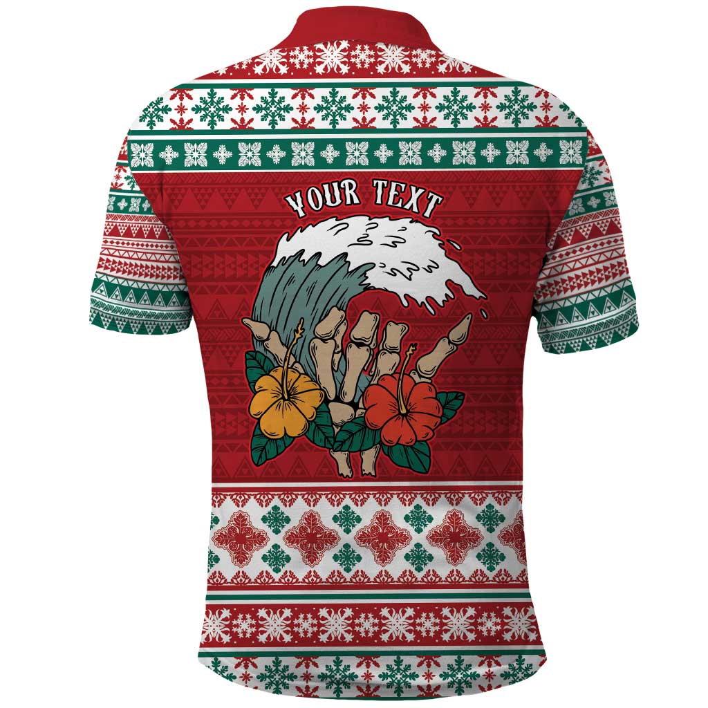 Shaka Sign Skull Mele Kalikimaka Personalized Polo Shirt Hawaiian Quilt Pattern - Polynesian Pride