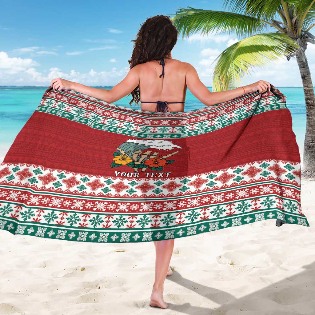 Shaka Sign Skull Mele Kalikimaka Personalized Sarong Hawaiian Quilt Pattern - Polynesian Pride
