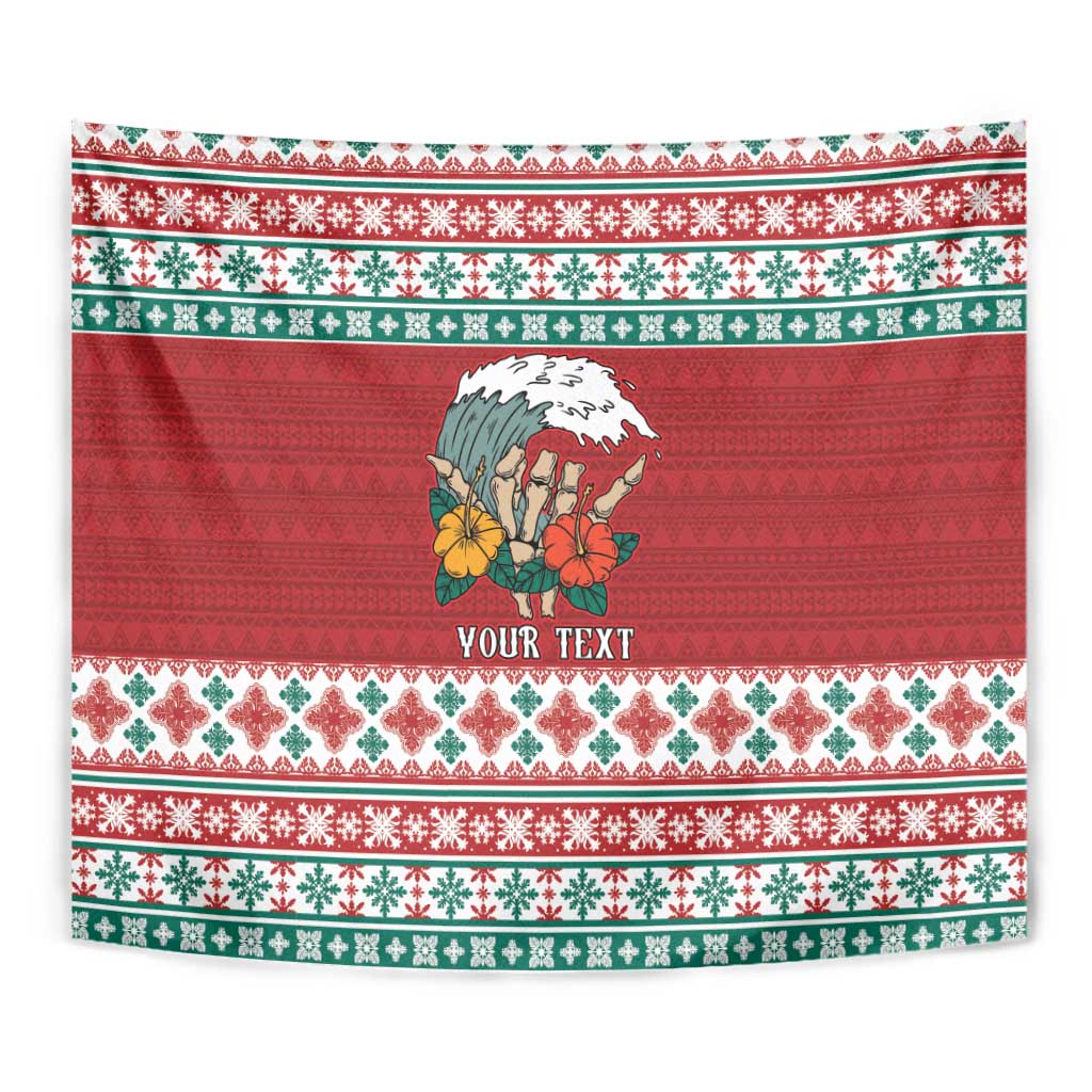 Shaka Sign Skull Mele Kalikimaka Personalized Tapestry Hawaiian Quilt Pattern - Polynesian Pride