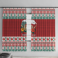 Shaka Sign Skull Mele Kalikimaka Personalized Window Curtain Hawaiian Quilt Pattern - Polynesian Pride