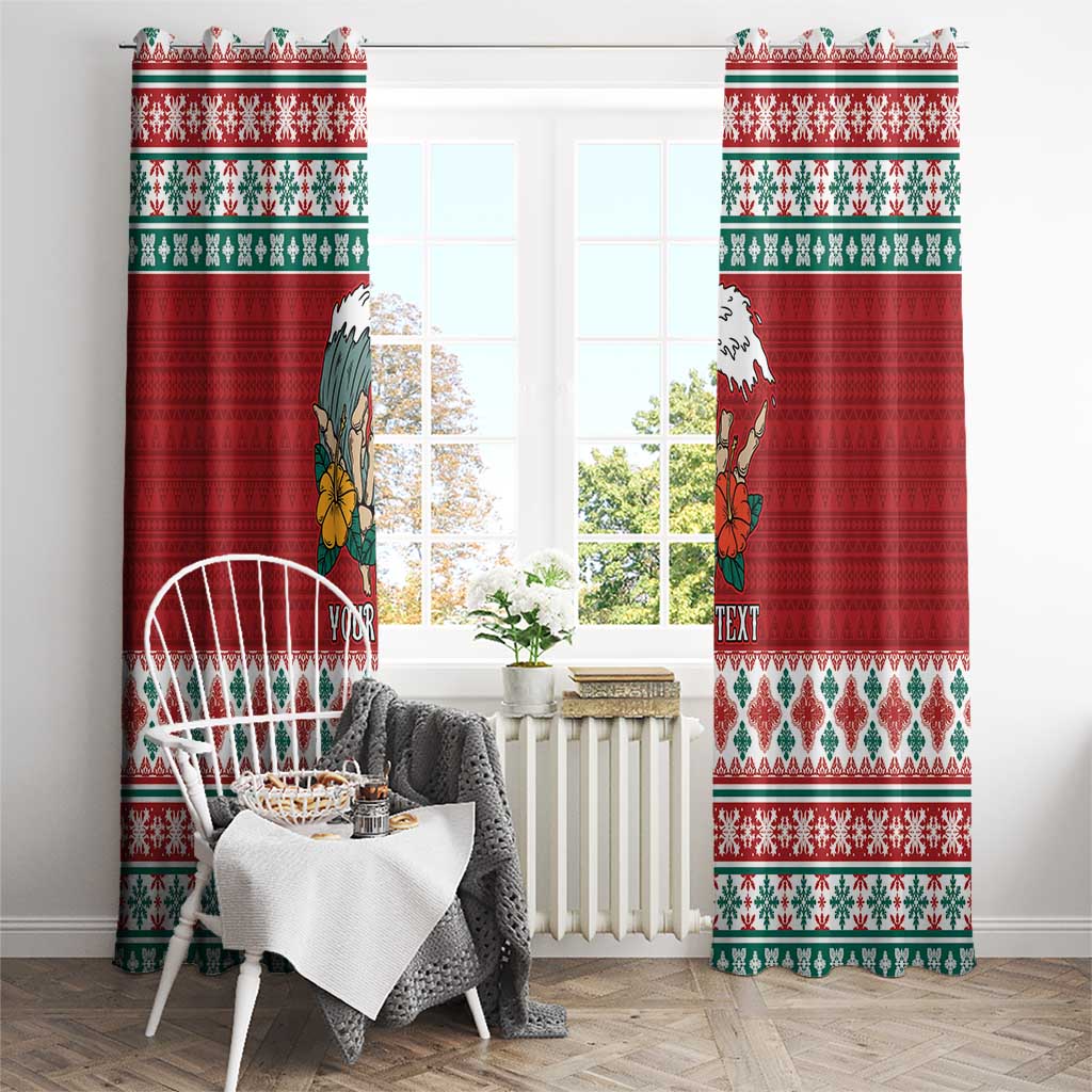Shaka Sign Skull Mele Kalikimaka Personalized Window Curtain Hawaiian Quilt Pattern - Polynesian Pride