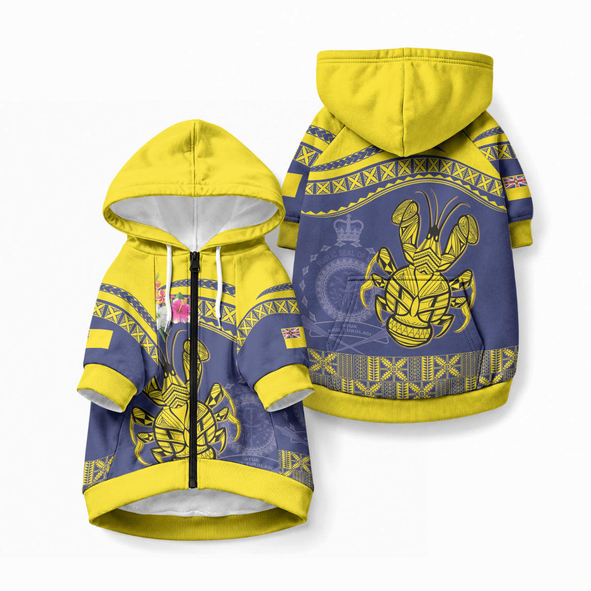 Niue Coconut Crab Pet Hoodie Rock of Polynesia LT9 Zip-up Gold - Polynesian Pride