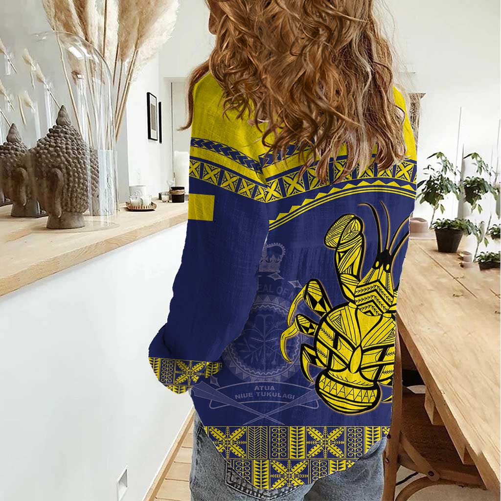 Niue Coconut Crab Women Casual Shirt Rock of Polynesia