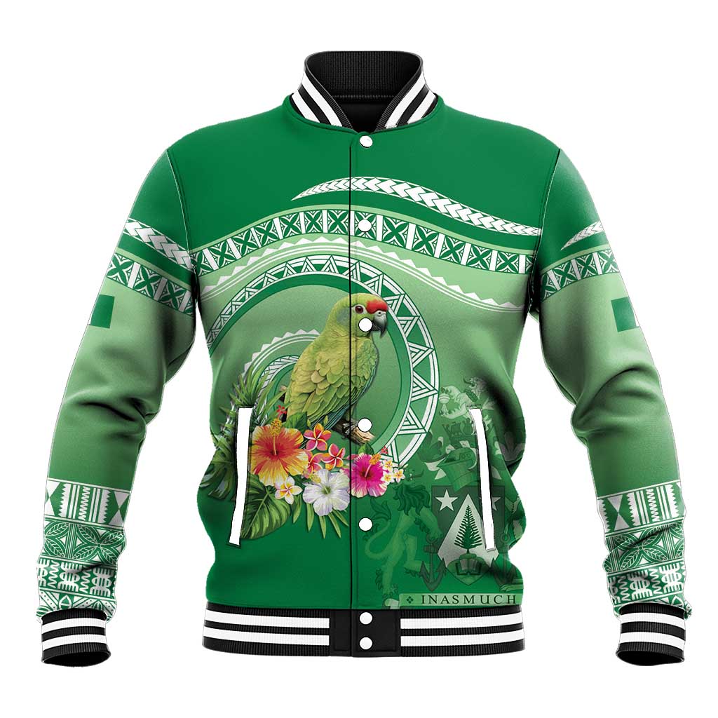 Norfolk Parakeet Tropical Baseball Jacket Norfolk Island Tribal Pattern